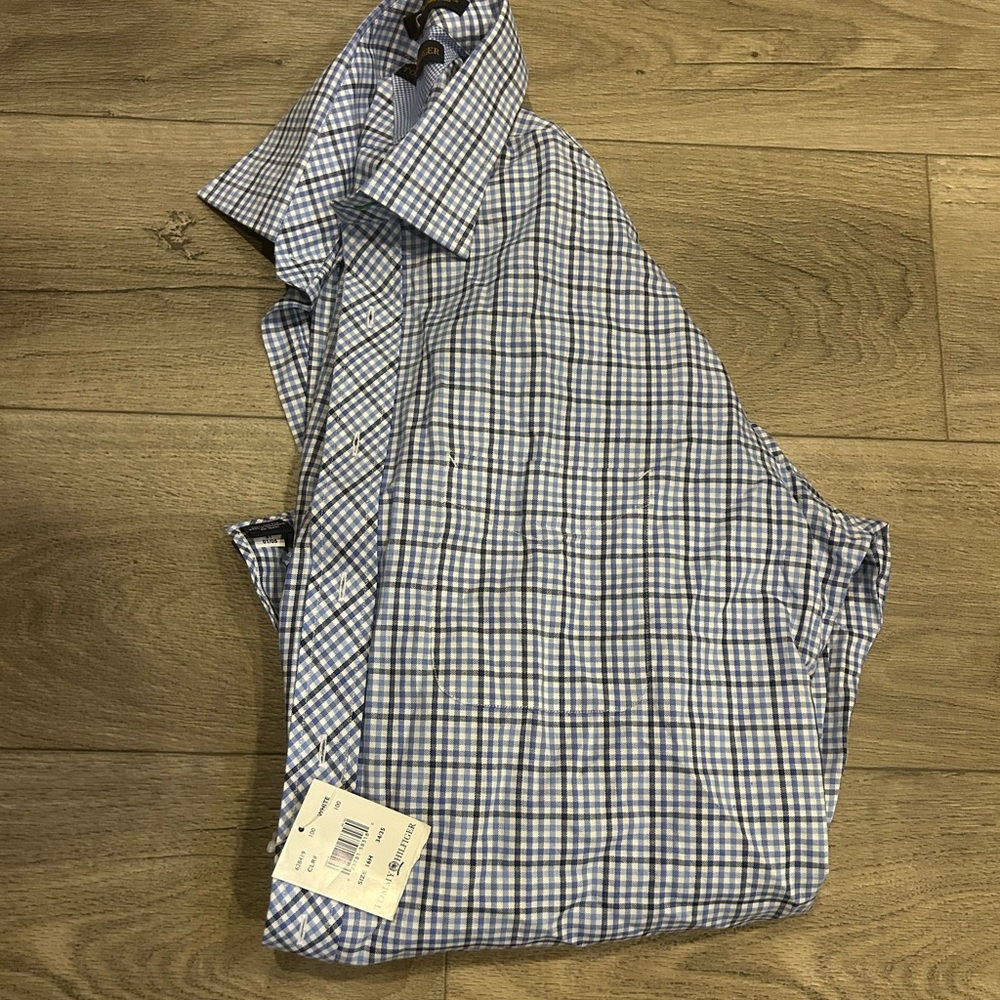 Tommy Hilfiger Blue and White Plaid Shirt NWT LARGE